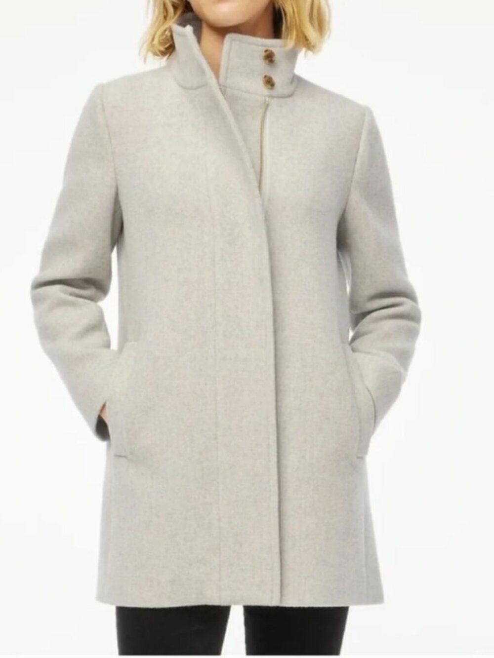 J. Crew City Coat with Button Neck